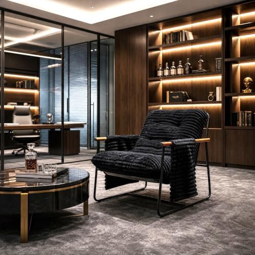 Modern Comfy Accent Chair, Cozy Corduroy Living Room Chair with Armrests Stor...