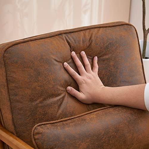 Bonnlo Microfiber Rustic Accent Chairs Set of 2, Upholstered Mid Century Mode...