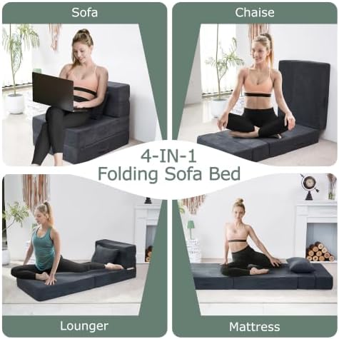 Folding Sofa Bed, Convertible Sleeper Chair Bed, Floor Sofa with Bag