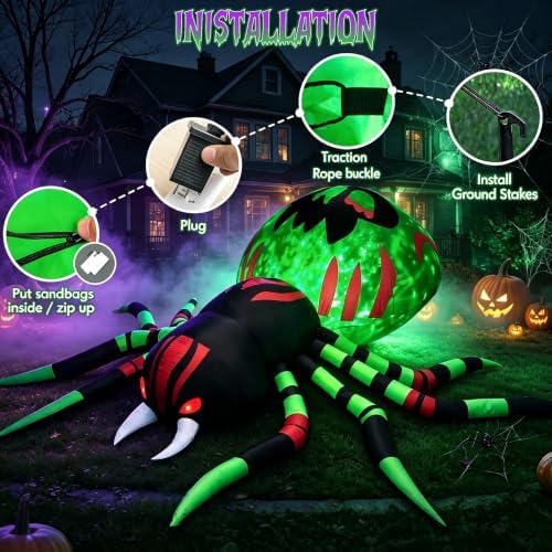 11FT Halloween Inflatables Spider Outdoor Decorations for Yard, Giant Blow up...