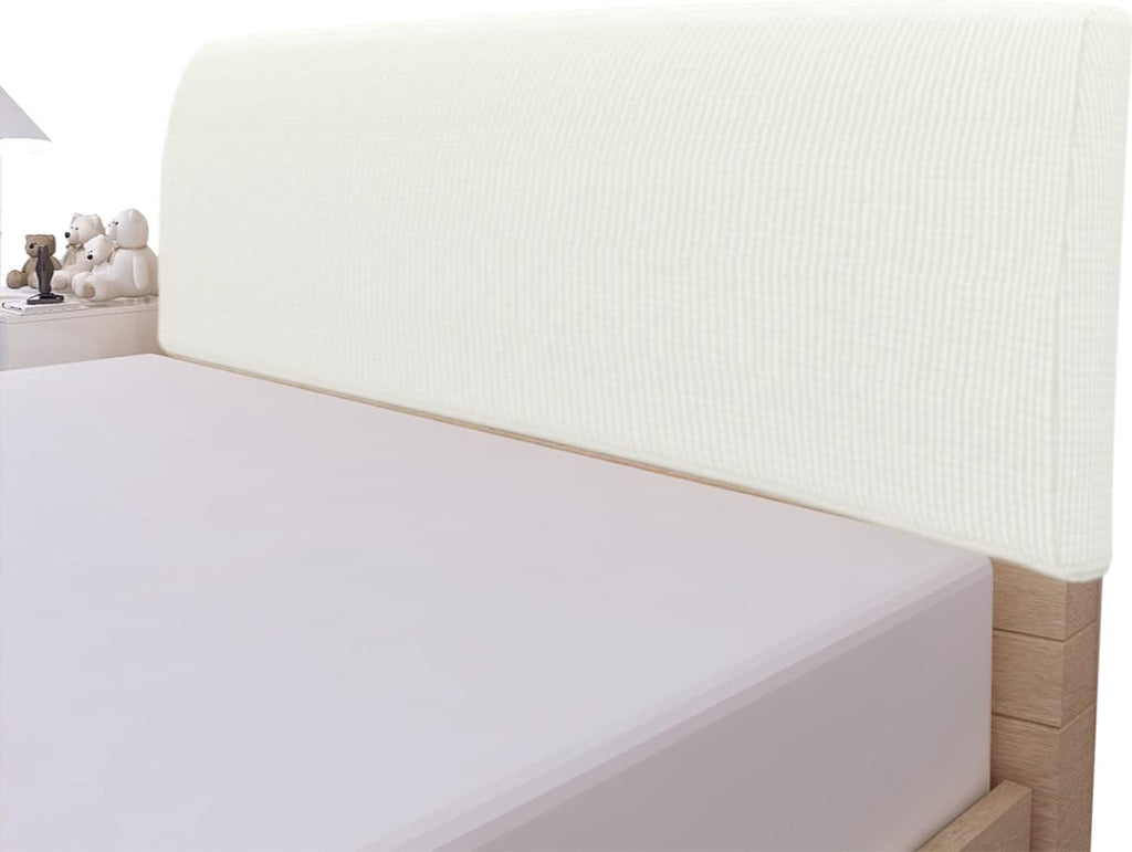 Easy-Going Stretch Jacquard Bed Headboard Cover, King, Cream | Dustproof Headboard Slipcover, Decorative Bed Head Cover for Bedroom Refurnishing and Daily Furniture Protection