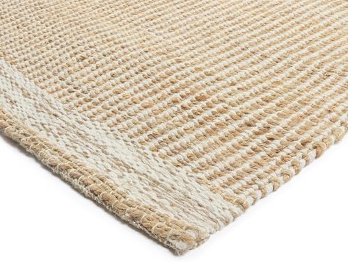 8x10 feet Natural Jute & Wool Area Rug,– Handwoven Mini Check Natural Fib...