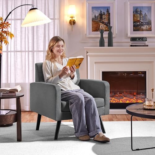 Yaheetech Mid Century Accent Chair Living Room Chair Dark Gray
