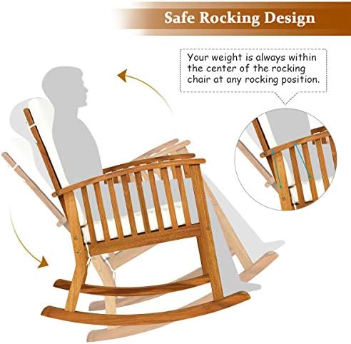 Tangkula Outdoor Rocking Chair with Soft Cushions, Solid Acacia Wood (1)