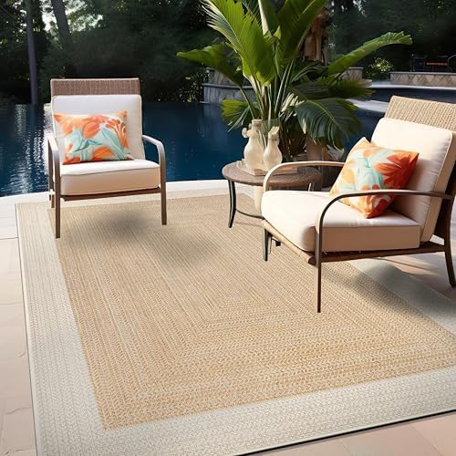 Rugshop Indoor/Outdoor Geometric Weather Resistant Area Rug Natural 5' x ...