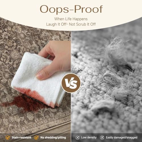 HUGEAR Brown 8x10 Area Rugs for Living Room Vintage Washable Rug