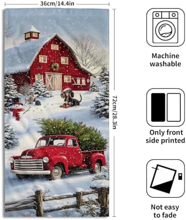 Giwawa Red Truck Hand Towels Winter Xmas Tree Bath Fingertip Towel Set of 2 Soft Absorbent Holiday Kitchen Dish Wash Cloth for Bathroom Hotel Gym