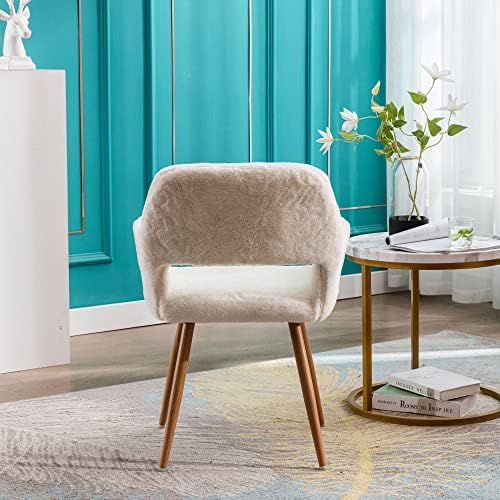 KCC Desk Chair No Wheels Makeup Vanity Chair for Living Room,1PC,White