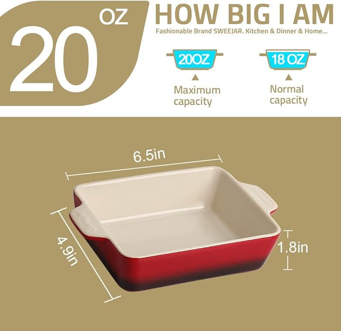 Sweejar Ceramic Baking Dish, Rectangular Small Baking Pan - Image 6