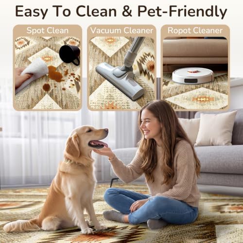 BESTSWEETIE Area Rug 9x12 Machine Washable Non-Slip Low Pile Print Pattern We...