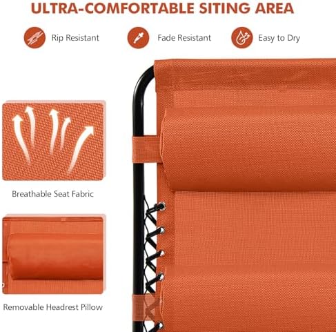 Tangkula Zero Gravity Chair, Folding Patio Lounge Chair Adjustable Outdoor Re...