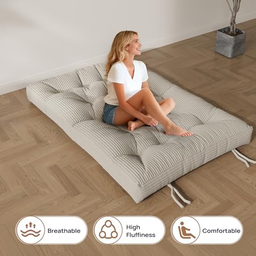 Furnify 6" Futon Mattress Queen Size, Futons Sofa Couch Bed with Straps,...