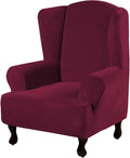 H.VERSAILTEX Wingback Chair Covers Velvet Plush Wing Chair Slipcover 1 Piece by HVERSAILTEX