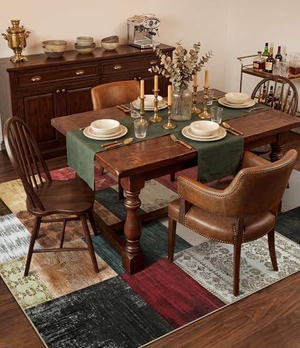 YIHOUSE Mid Century Modern Cowboy Area Rug 5x7 for Living Room,Retro Patchwor...