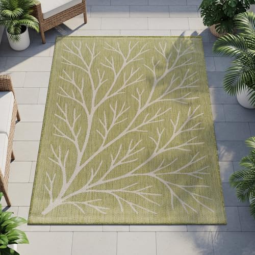 Washable Indoor Outdoor Rug 8x10 Modern Area Rugs Branch Pattern Non Shedding...