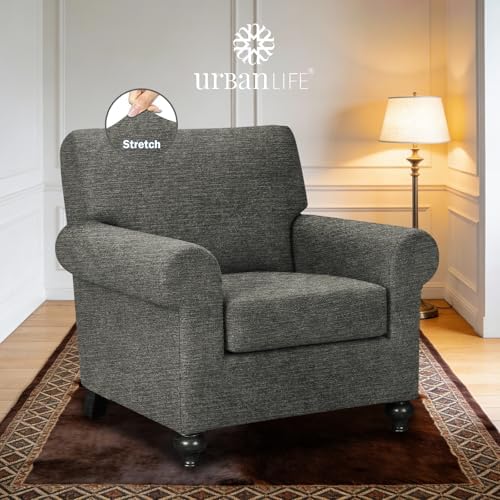 URBANLIFE 2-Piece Stretch Sofa Covers for 1 Cushion Couch, Gray