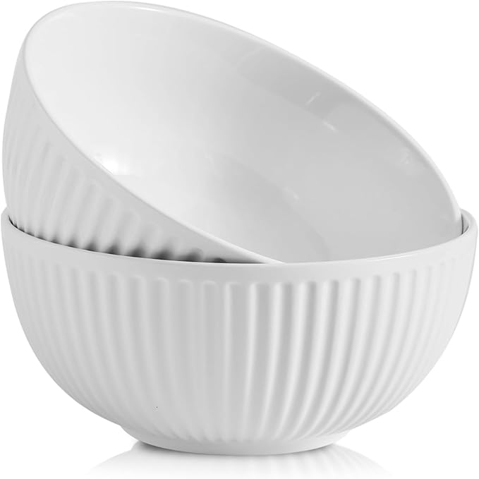 HASENSE Large Salad Bowls of 2, Porcelain 60 Oz Serving Bowl 8 Inch by Hasense
