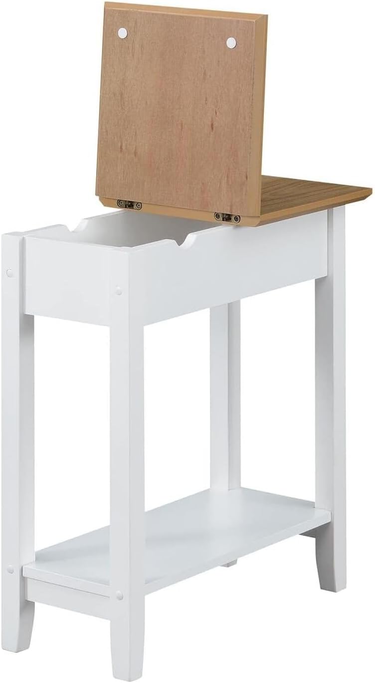 HomeStock Cool Flip Top End Table with Charging Station, 23-in x11-In x24-In,...
