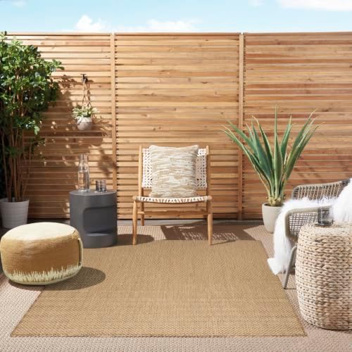 Nourison Home Courtyard Indoor Outdoor Area Rug, Jute, 5' x 7', Geome...