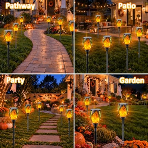 Solar Torch Lights with Flickering Flame Larger Size Halloween Decorations