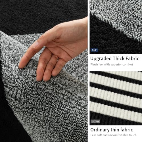 YIHOUSE 8x10 Black and White Modern Geometric Patchwork Washable Area Rug