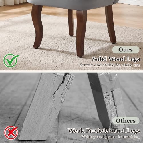 Velvet Vanity Chair with Back, Upholstered Makeup Vanity Stool, Grey