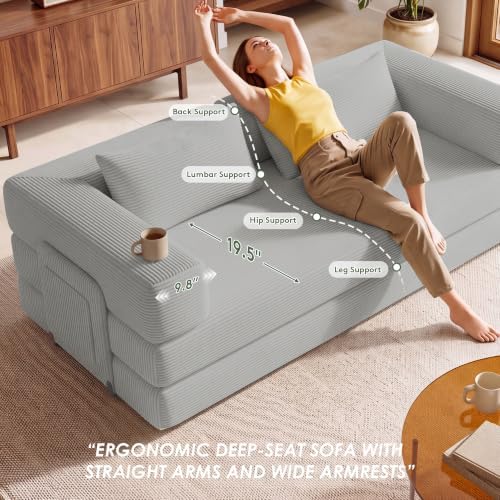78" 5-in-1 Convertible Futon Sofa Bed, Boneless Couch for Living Room