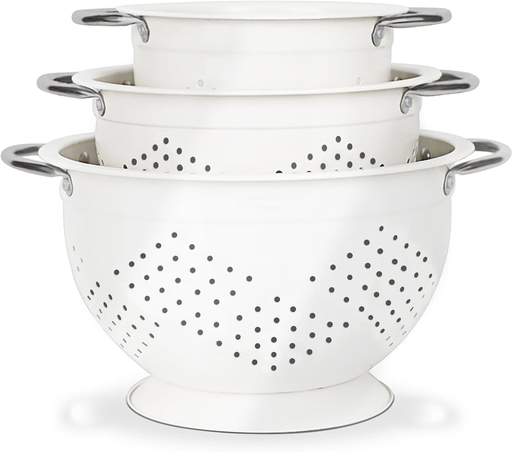Hillbond Colander Set for Kitchen, 5 Qt Stainless Steel Handle Food Strainers