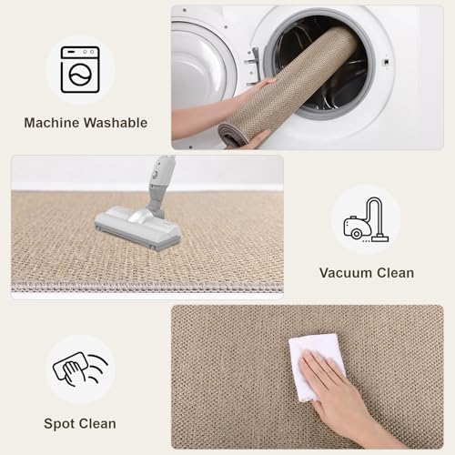 SHACOS 3x5 ft Faux Jute Woven Washable Rug