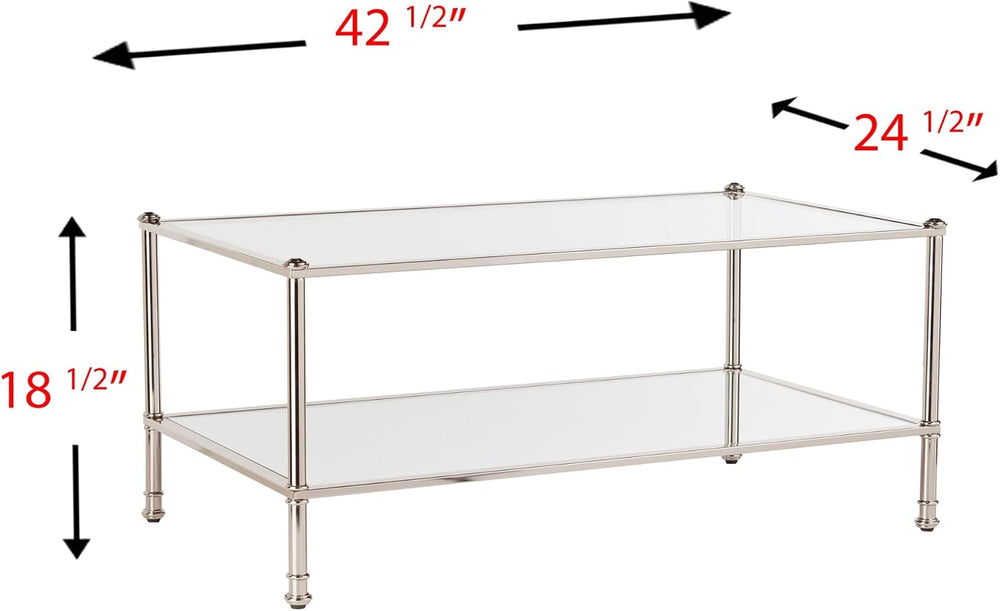 Paschall Glass Top Coffee Table in Silver