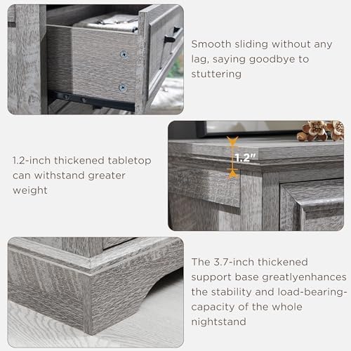 ACCOHOHO Farmhouse 8 Drawers Dresser Chests for Bedroom, Gray