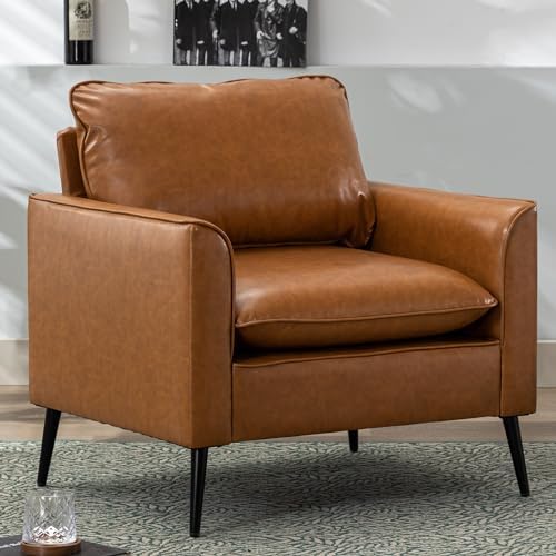 Okeysen Modern Leather Chair Set of 2, Oversized Armchair for Living Room, Mi...