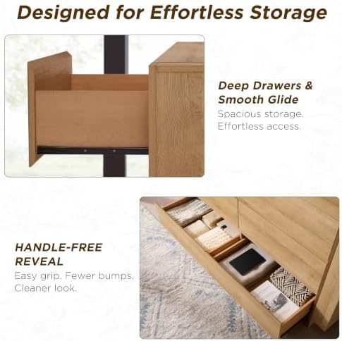 OKD 60" Modern 6 Drawer Dresser for Bedroom, 20" Depth for More Sto...