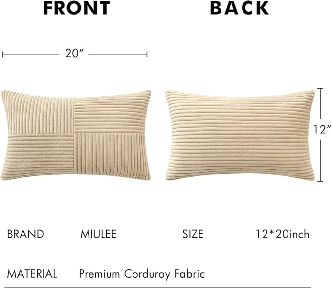 MIULEE Cream Decorative Lumbar Throw Pillow Covers 12x20 Inch - Image 6