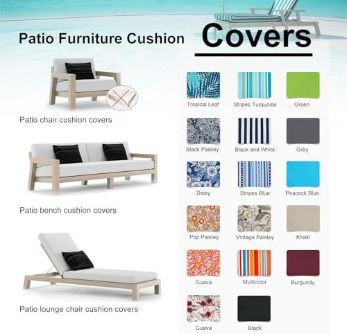 NettyPro Outdoor Cushion Slipcovers Waterproof 4 Pack Patio Chair Seat Cushio...