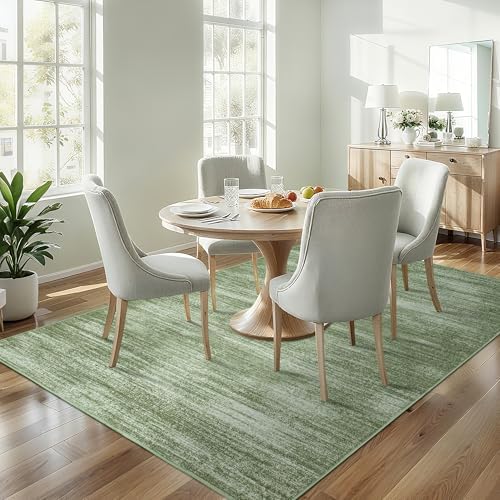 Abstract Area Rugs 8x10 Washable Dark Green Extra Large Carpet for Bedroom