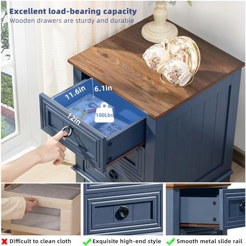 Joaxswe Farmhouse Dresser and Nightstand Sets 3 Piece, Blue