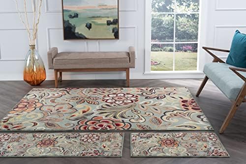 Tayse 3 Piece Set (5'x7'+20''x60''+20''x32'') Area Rugs for Living Room - Dining Room - Bedroom - Entryway - Hallway - Kitchen - Indoor Front Door Rug, Seafoam