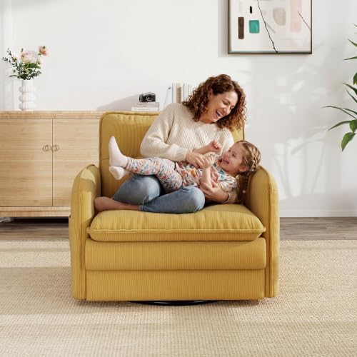 360°Swivel Accent Armchair,Modern 33" Corduroy Swivel Accent Chair for L...