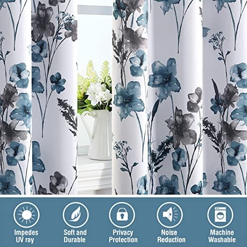 H.VERSAILTEX 100% Blackout Curtains 84 inch Length 2 Panels Set Cattleya Flor...