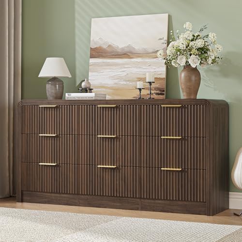 Decofy Fluted 9 Drawers Dresser, 63'' Wide Chest of Drawers for Bedroom