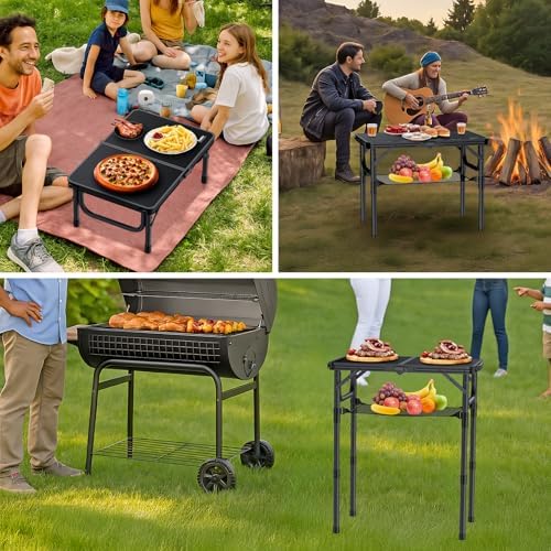 Anbte Folding Camping Table, 24"X 16" Adjustable Height Small Foldi...