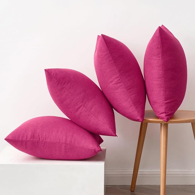 MIULEE Pack of 4 Decorative Outdoor Throw Pillow Covers Linen Waterproof Pillow - Image 6