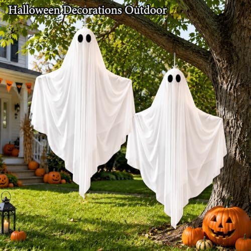 4 FT Large Halloween Hanging Ghosts 2 Pack, Halloween Decor Indoor Outdoor
