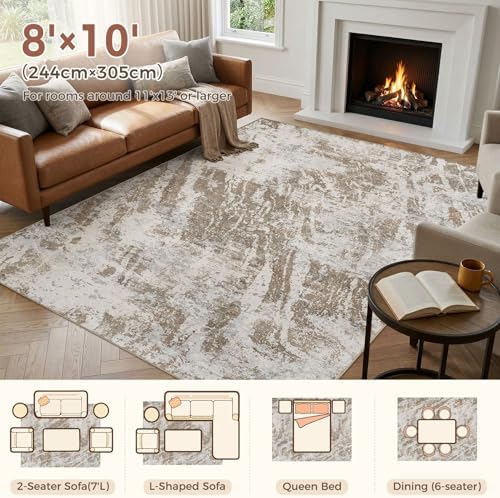 DMOYEST 8x10 Washable Area Rug Abstract Modern Non-Slip Indoor Carpet
