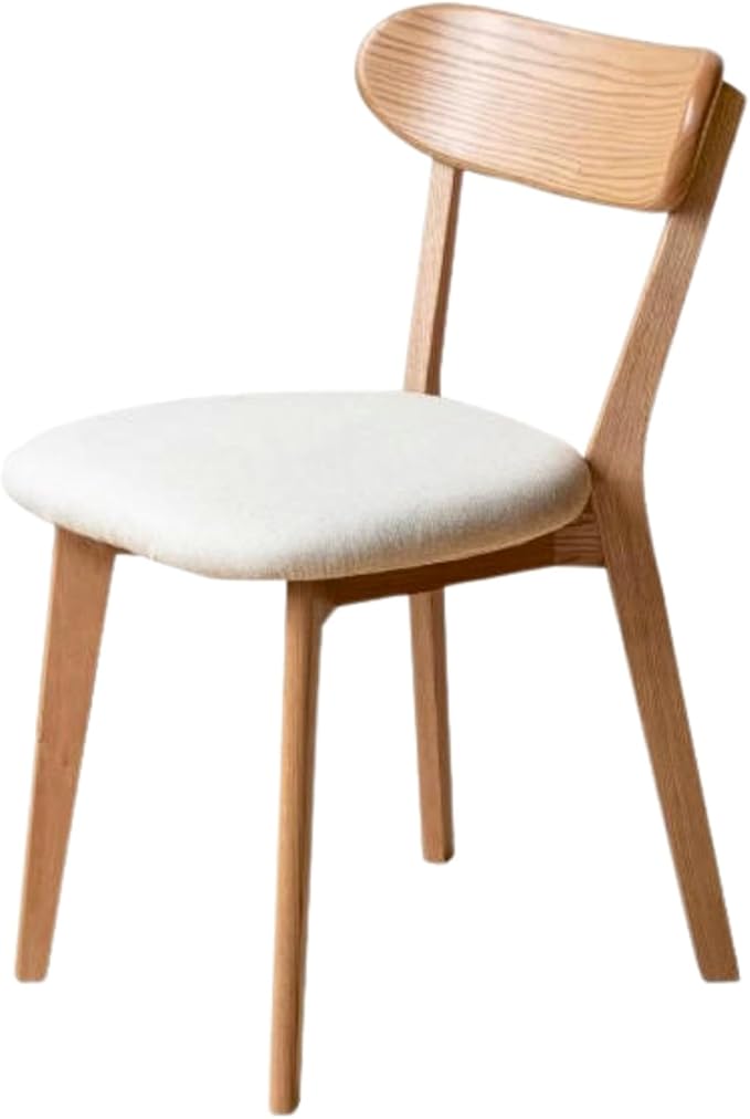 100% Solid Wood Dining Chairs,Mid Century Modern Dining Chairs with Upholstered Cushion,Kitchen,Dining Room Chairs Set of 1/2/4 (1, Original Color White Upholstery)