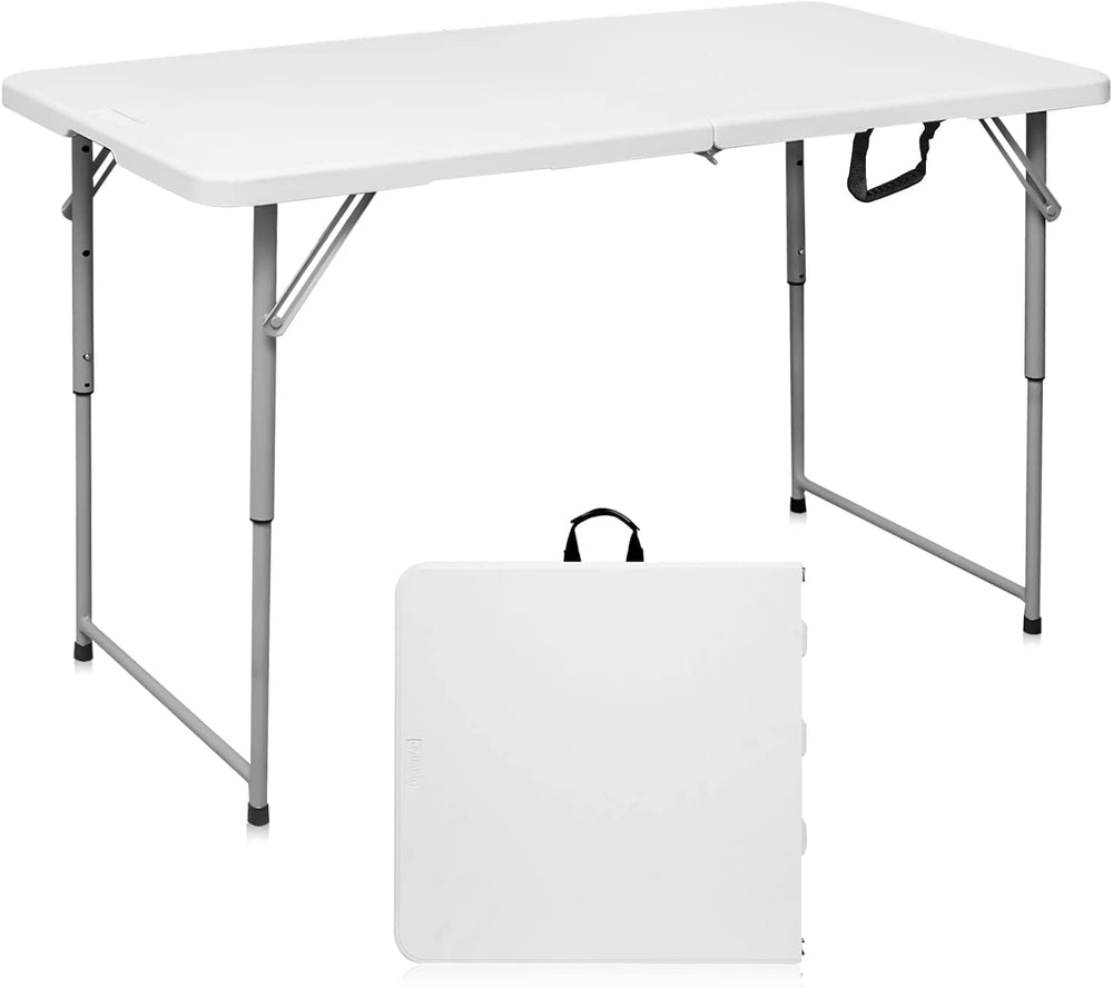 Byliable Folding Table 4 Foot Portable Heavy Duty Plastic Fold-in-Half Utilit...