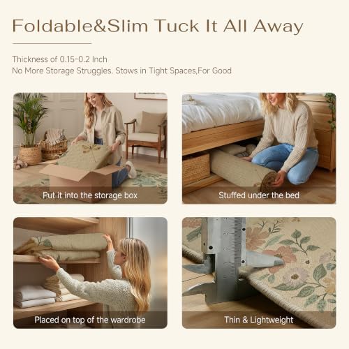 PureCozy Outdoor Paito Rug 8x10 Easy Jute Neutral Area Rug Washable Carpet