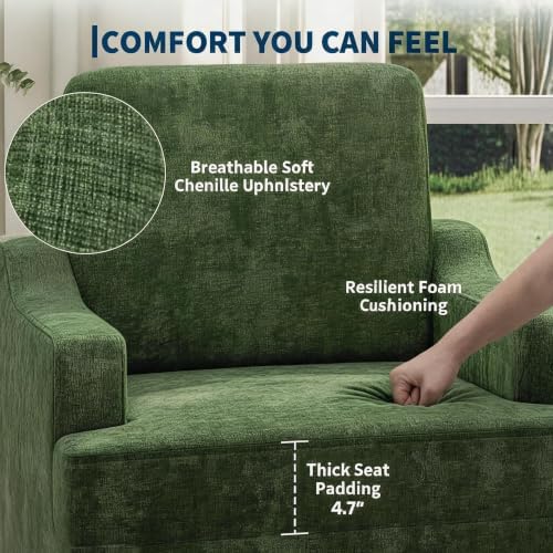 Garvee Green Comfy Accent Chair, Upholstered Armchair for Living Room