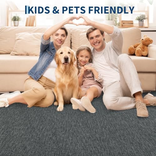 Garvee Large Washable Rug 9x12 Modern Solid Rugs for Living Room Charcoal